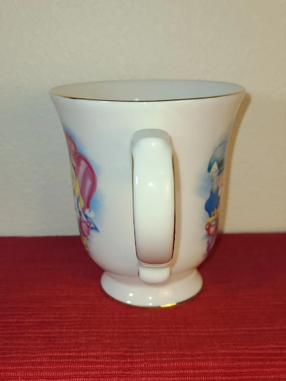 Disney Parks Alice In Wonderland Tea Party Pedestal Mug Mad Hatter Gold Trim Cup